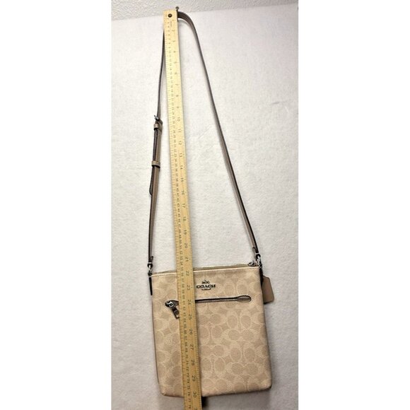 NWOT Coach Mini Rowan File Bag Signature Print Leather Tan Khaki Sand Crossbody - Picture 9 of 9